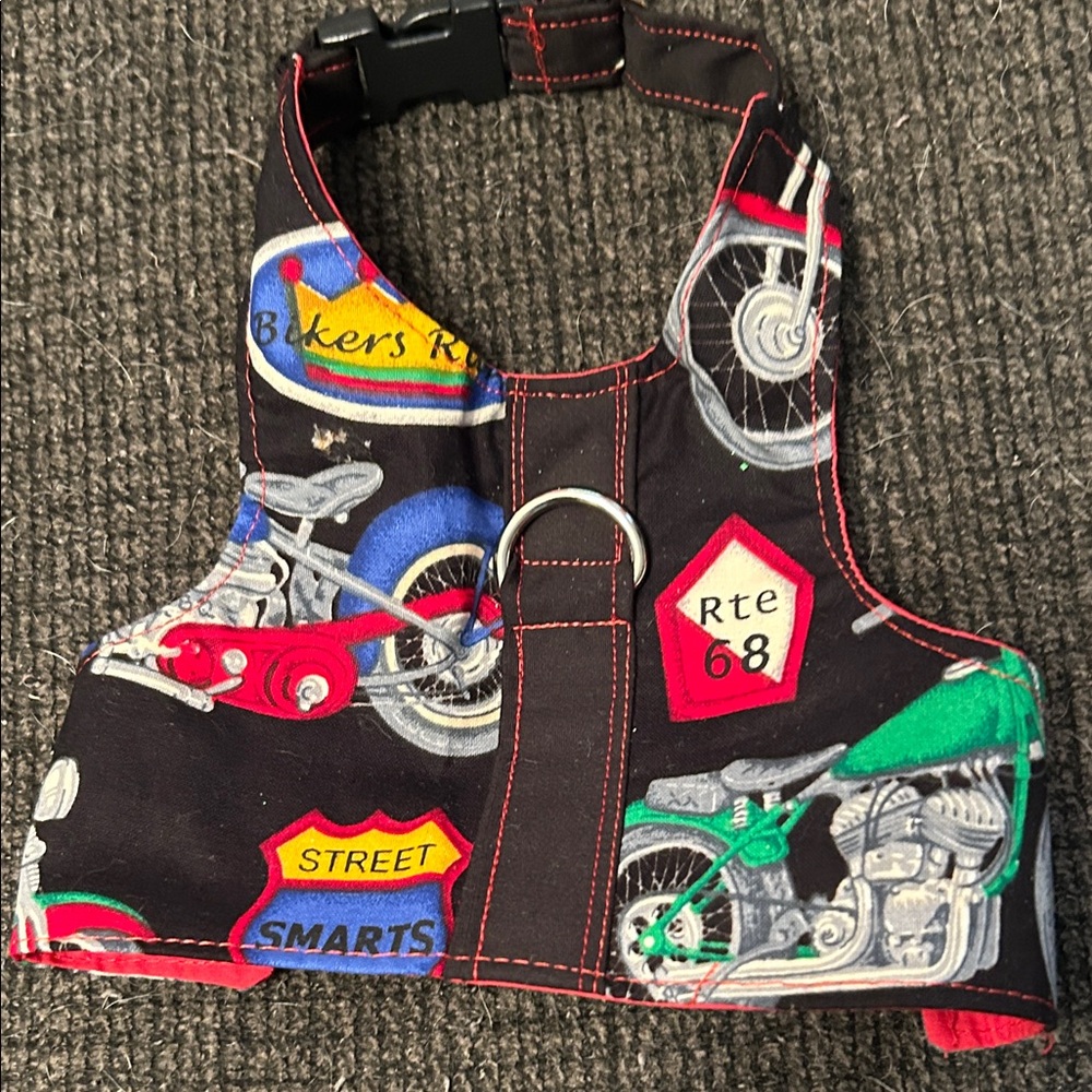 Buckle Dog Harness with Motorcycle Design